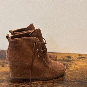 Michael Kors Brown Suede Wedge Ankle Boots 7.5